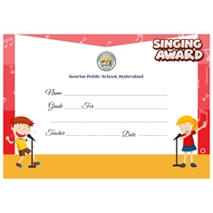 School Singing Award Certificate A4 Size | Use on Laser Printer